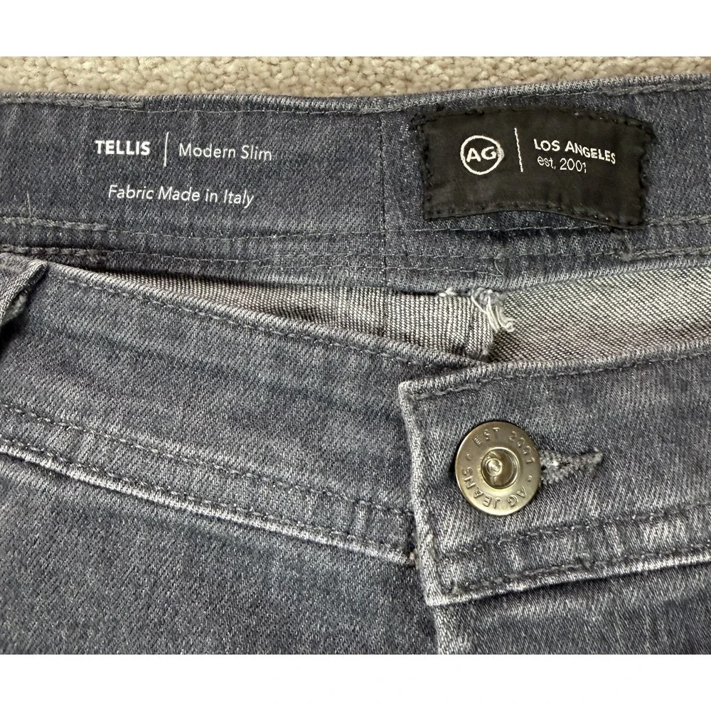 AG Adriano Goldschmied Tellis Modern Slim Jeans Men's 38x32 (Fits 36x27) Gray